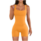 Women's Ribbed Square Neck Bodysuit – Wide Strap Fitted Active Bodysuit