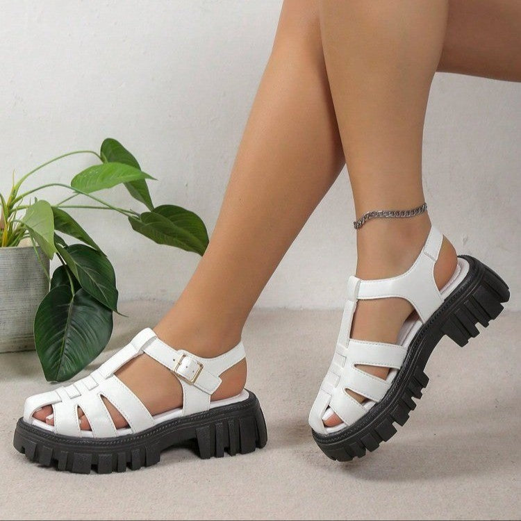 Women's Platform Sandals with Thick Sole and Adjustable Buckle