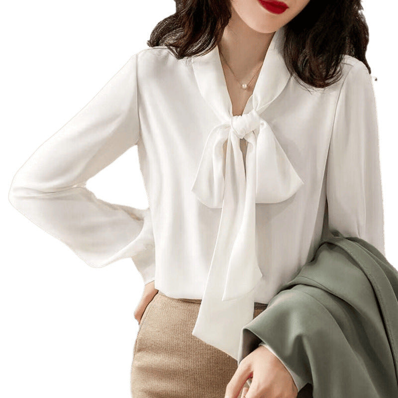 Women's Tie Neck Blouse – Belted Long Sleeve Dressy Blouse