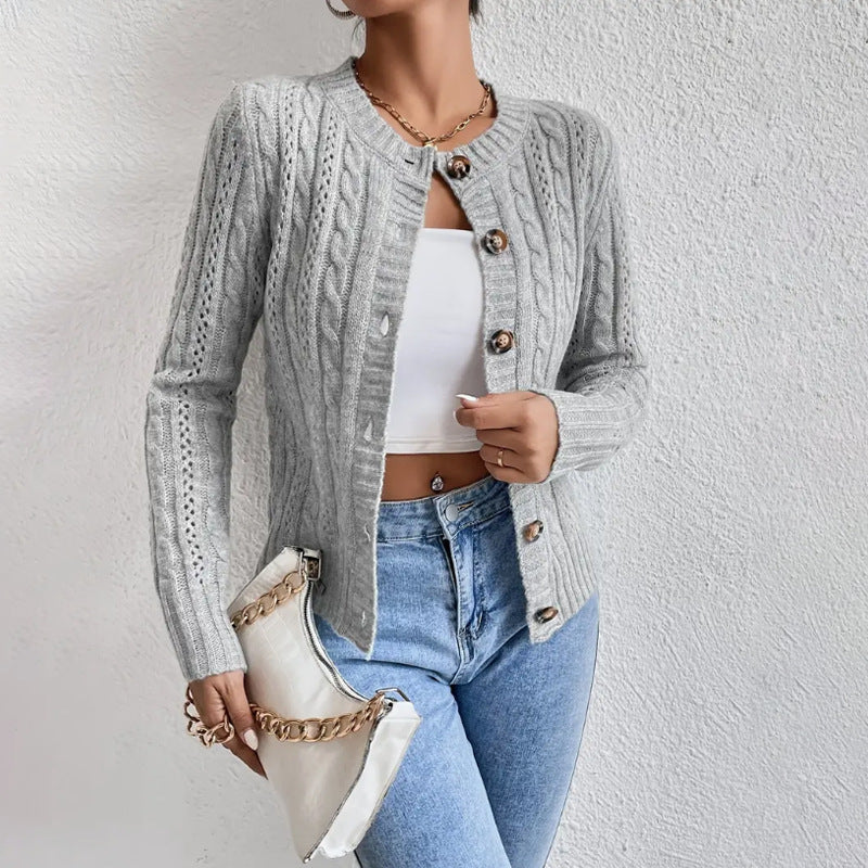 Women's Cable Knit Cardigan – Button Front Winter Cardigan