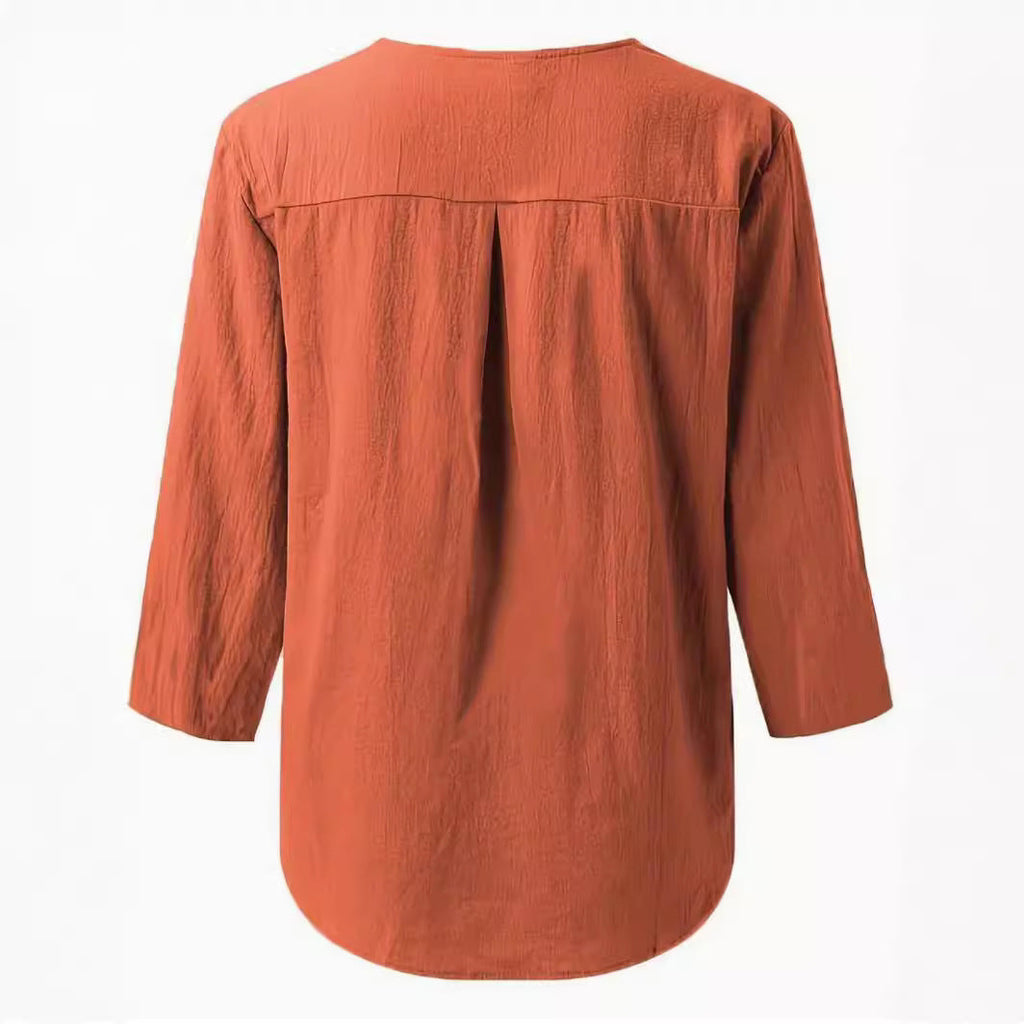 Women's Button Front Shirt Blouse – Relaxed Collared Everyday Blouse