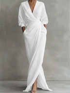 Women's V-Neck Maxi Dress – Flowy Minimalist Summer Dress