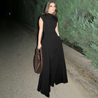 Women's High Neck Maxi Dress – Side Slit Formal Evening Gown