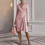 Women's Ruffle Wrap Dress – Deep V-Neck Asymmetrical Cocktail Dress