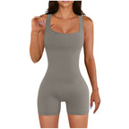 Women's Ribbed Square Neck Bodysuit – Wide Strap Fitted Active Bodysuit