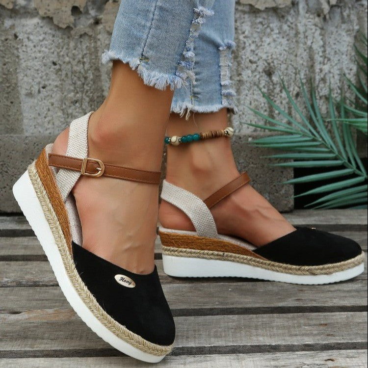 Women's Wedge Sandals with Braided Upper and Slip-Resistant Sole