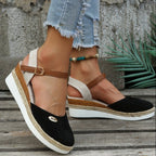 Women's Wedge Sandals with Braided Upper and Slip-Resistant Sole
