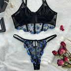Women's French Lace Lingerie Set – Floral Bra & Matching Panty Set