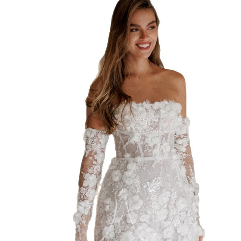 Women's Floral Sheer Sleeve Dress – Wedding Guest Dress