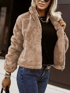 Women's Sherpa Bomber Jacket – Cozy Zip-Up Jacket