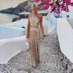 Women's Sparkly Evening Dress – Side Slit Dress
