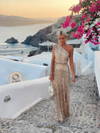 Women's Sparkly Evening Dress – Side Slit Dress