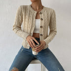 Women's Cable Knit Cardigan – Button Front Winter Cardigan
