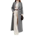 Women's Double-Breasted Long Coat – Deep Pocket Tailored Overcoat