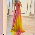 Women's Gradient Maxi Dress – Strappy Flowing Formal Evening Dress
