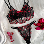 Women's French Lace Lingerie Set – Floral Bra & Matching Panty Set