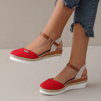 Women's Wedge Sandals with Braided Upper and Slip-Resistant Sole