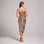 Women's Shiny Midi Dress – Slim Fit Party Dress – Vivian