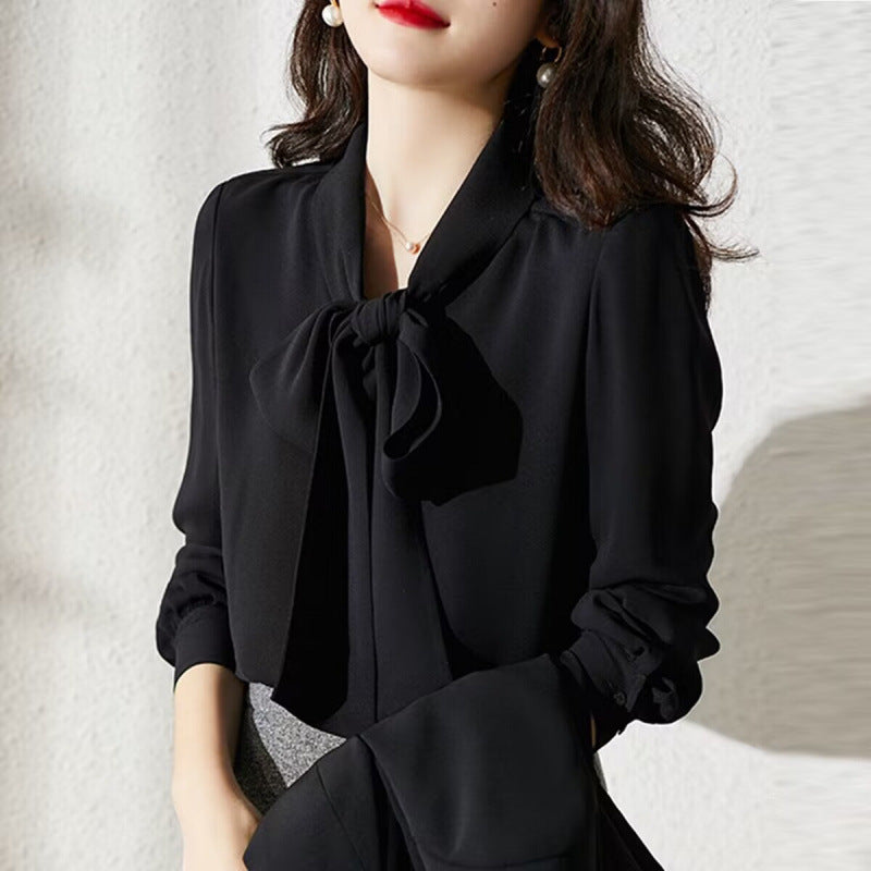 Women's Tie Neck Blouse – Belted Long Sleeve Dressy Blouse