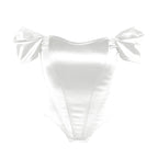 Women's Off-Shoulder Corset Bodysuit – Bow Sleeve Fitted Evening Bodysuit