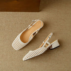 Women's Block Heel Slingback Sandals – Braided Dress Sandals