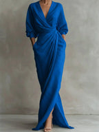 Women's V-Neck Maxi Dress – Flowy Minimalist Summer Dress