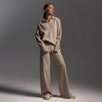 Women's Collared Polo Sweater Set – Oversized Top and Wide Leg Pants Set