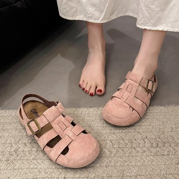 Women's Strappy Sandals with Buckle Closure and Cushioned Footbed