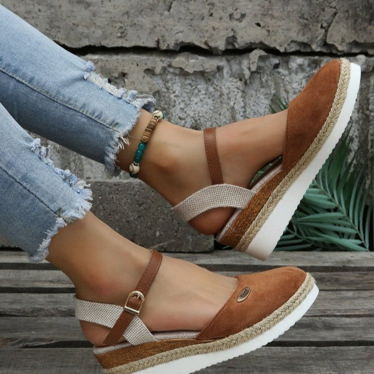 Women's Wedge Sandals with Braided Upper and Slip-Resistant Sole