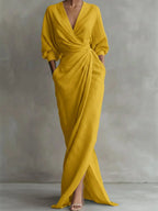 Women's V-Neck Maxi Dress – Flowy Minimalist Summer Dress