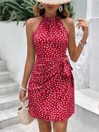 Women's Halter Wrap Dress – High Waist Fitted Occasion Dress