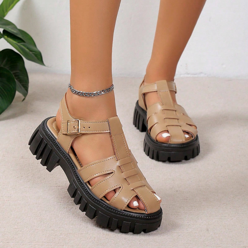 Women's Platform Sandals with Thick Sole and Adjustable Buckle