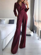 Women's Fitted Long Sleeve Jumpsuit – Tailored Evening Occasion Jumpsuit