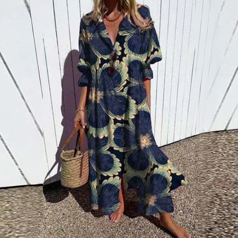 Women's Floral Maxi Dress – Relaxed Flowy Summer Dress