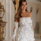 Women's Floral Sheer Sleeve Dress – Wedding Guest Dress