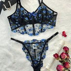 Women's French Lace Lingerie Set – Floral Bra & Matching Panty Set