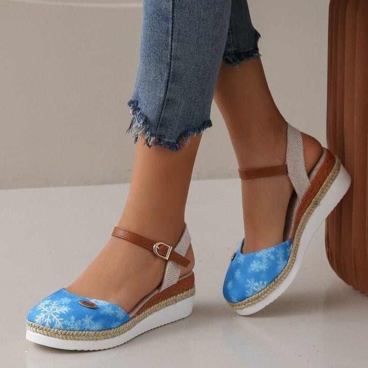 Women's Wedge Sandals with Braided Upper and Slip-Resistant Sole