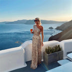 Women's Sparkly Evening Dress – Side Slit Dress