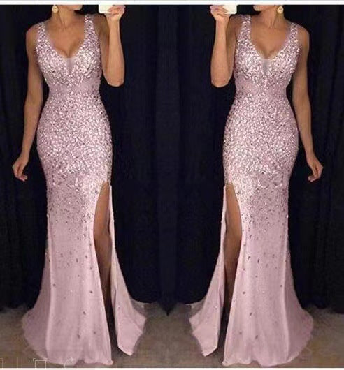 Women's Sleeveless Formal Dress – V-Neck Evening Dress