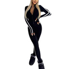 Women's Long Sleeve Sport Bodysuit – Side Stripe Fitted Active Bodysuit