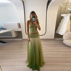 Women's Gradient Maxi Dress – Strappy Flowing Formal Evening Dress