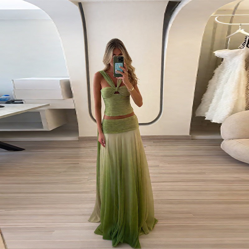 Women's Gradient Maxi Dress – Strappy Flowing Formal Evening Dress