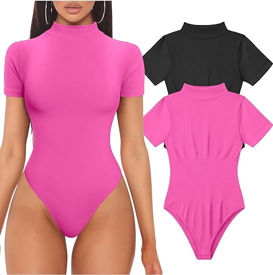 Women's High Neck Bodysuit – Fitted Short Sleeve Bodysuit