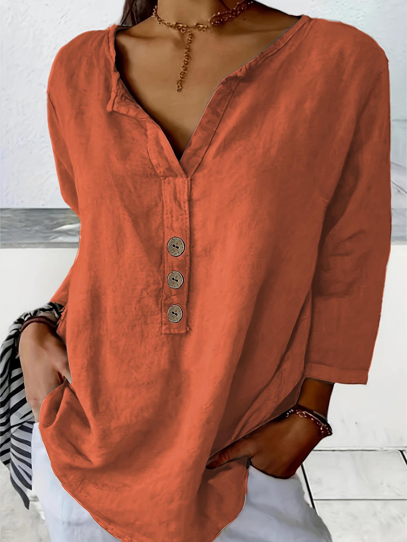 Women's Button Front Shirt Blouse – Relaxed Collared Everyday Blouse
