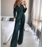 Women's Fitted Long Sleeve Jumpsuit – Tailored Evening Occasion Jumpsuit