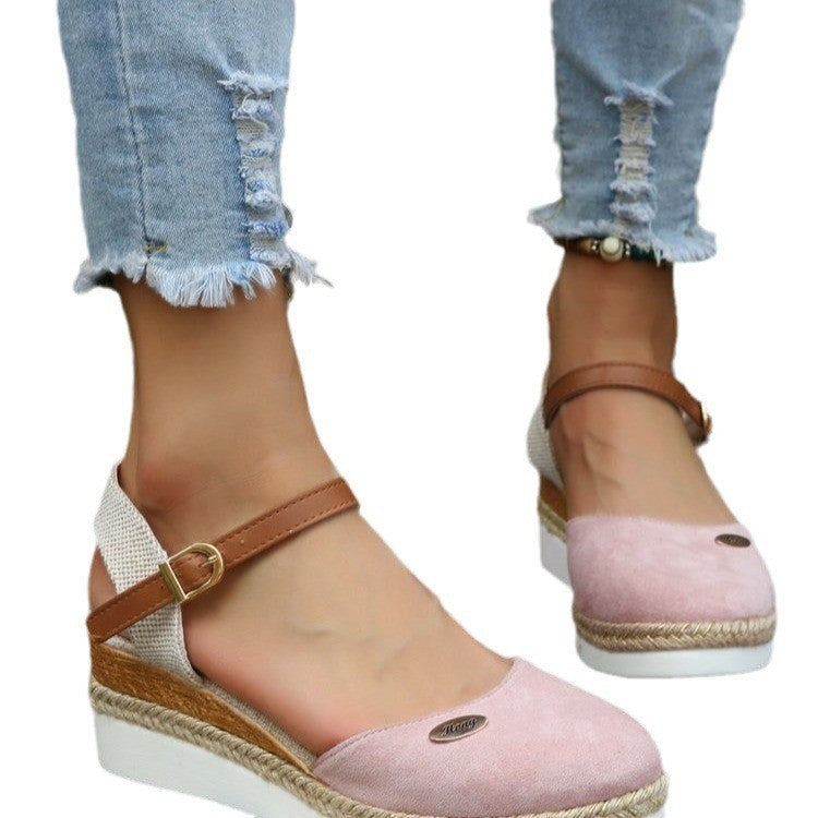 Women's Wedge Sandals with Braided Upper and Slip-Resistant Sole