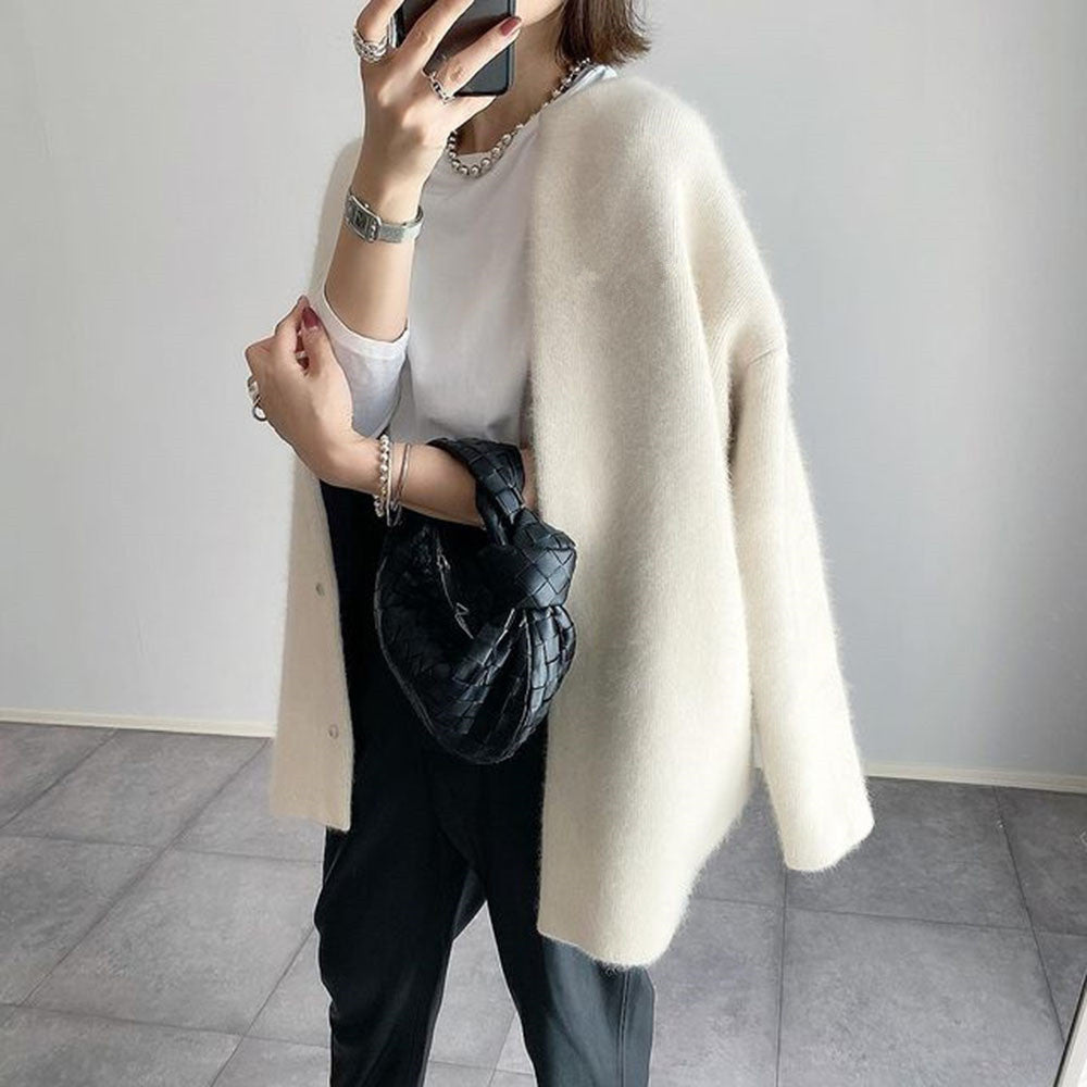 Women's Button Front Duster Cardigan – Mid-Length Knit Layer
