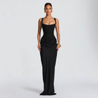 Women's Deep V-Neck Maxi Dress – Fitted Occasion Dress