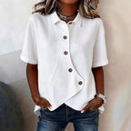 Women's Textured Blouse with Statement Buttons and Relaxed Shape