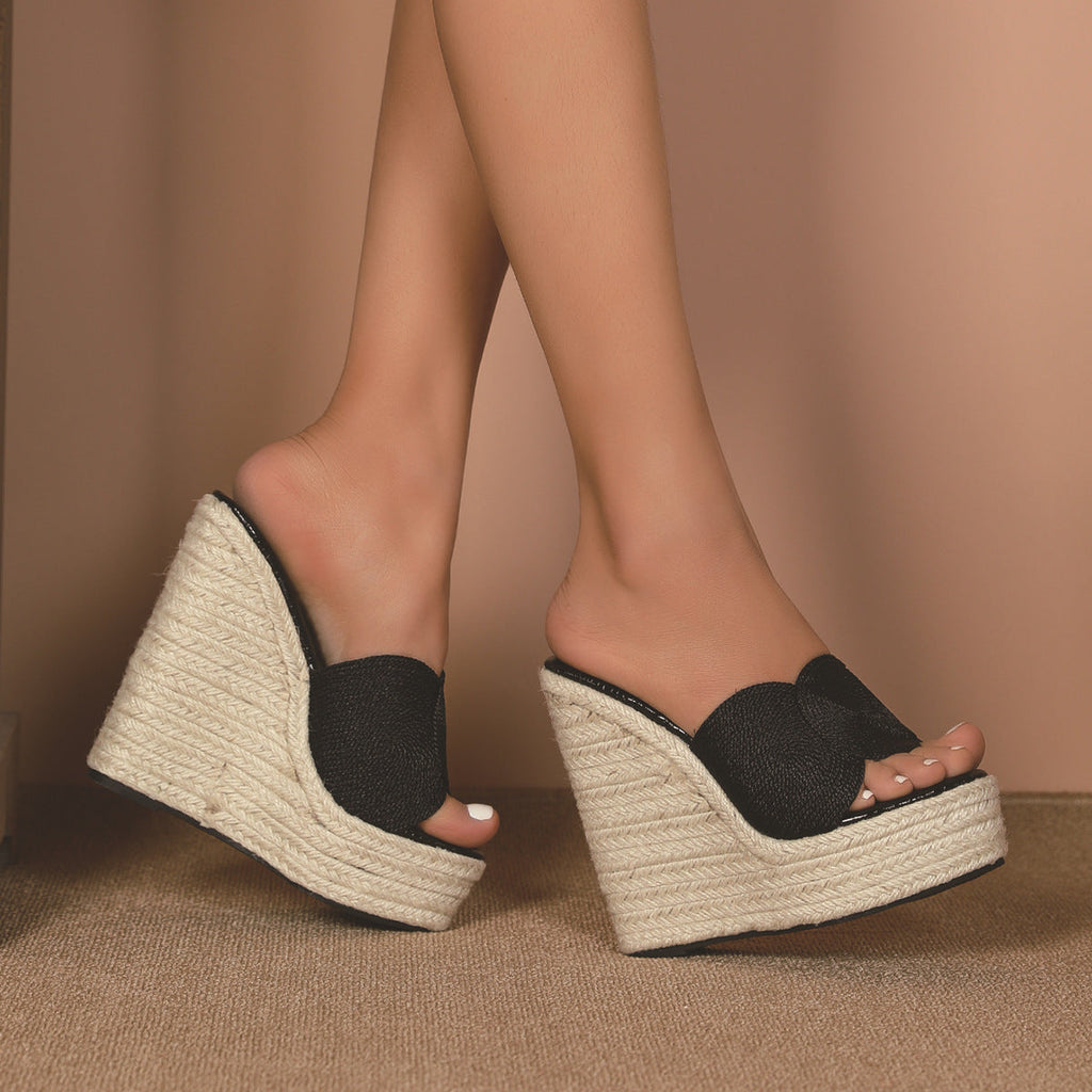 Women's Wedge Heels with Rounded Toe and Stable Heel